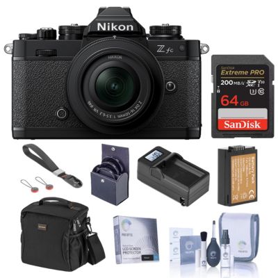 Z fc DX-Format Mirrorless Camera with 16-50mm f/3.5-6.3 Lens,  Bundle with 64GB Memory Card, Bag, Extra Battery and 46mm Filter Kit
