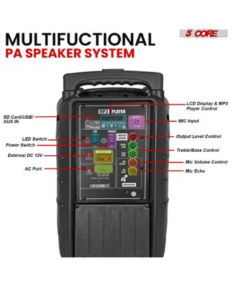 10" TWS Bluetooth Party Speakers 400W Rechargeable PA System w/Tripod, Wireless Mics, LED, Karaoke