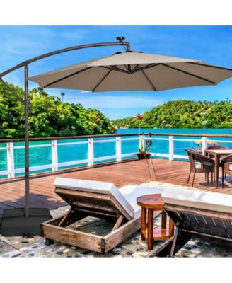 10 Feet Cantilever Umbrella with 32 LED Lights and Solar Panel Batteries