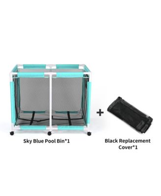 Mesh Pool Storage Bin Extra Large PVC Framed Waterproof 6 Wheels with Black Net Cover Replacement