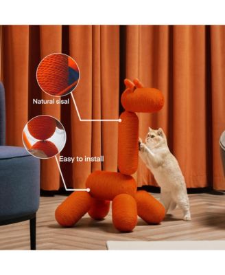 33.46" Large Giraffe Cat Tree Tower Modern Cat Climb Toy Play Center for Kittens Small Cats, Orange