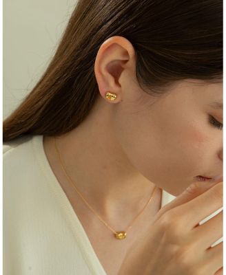 Sterling Silver 18k Gold Plated Alexandra Necklace & Stud Earrings Set