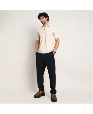 Men's Saltbox Beige Seamless Ribbed Polo T-Shirt