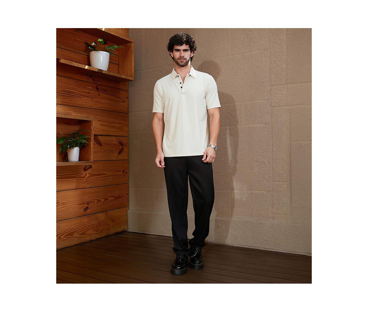 Мужская футболка Cahoot Campus Sutra Off-White Seamless Waffle Polo, цвет: Белый — фото 2