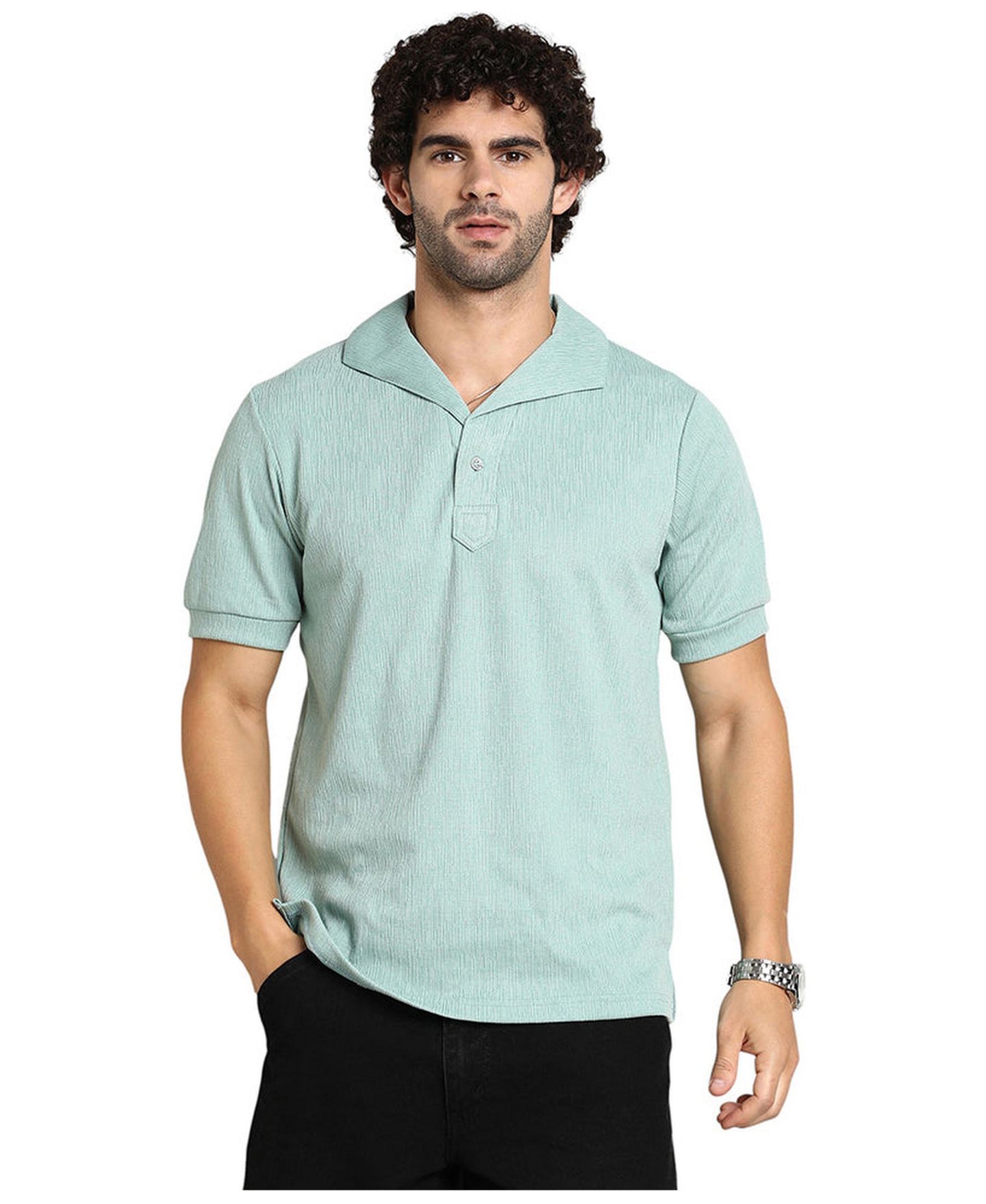 Мужская футболка Cahoot Sea Green Tactitle Spread-Polo, цвет: Зелёный — фото 1