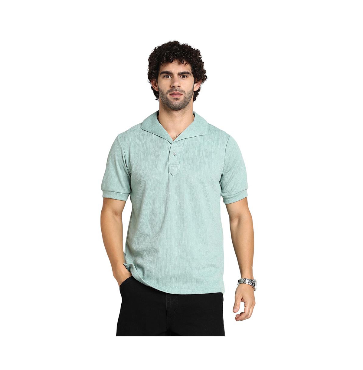 Men's Sea Green Tactitle Spread-Polo T-Shirt - Green