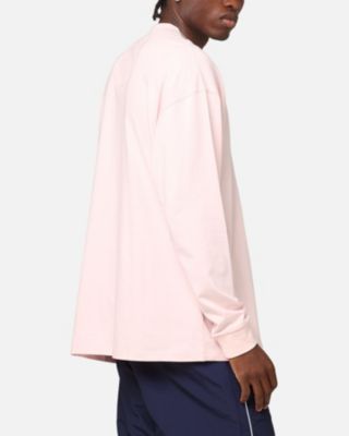 Men's Floral Pocket Oversized Long Sleeve T-Shirt, Pink, M