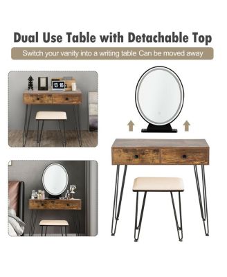 Industrial Makeup Dressing Table with 3 Lighting Modes