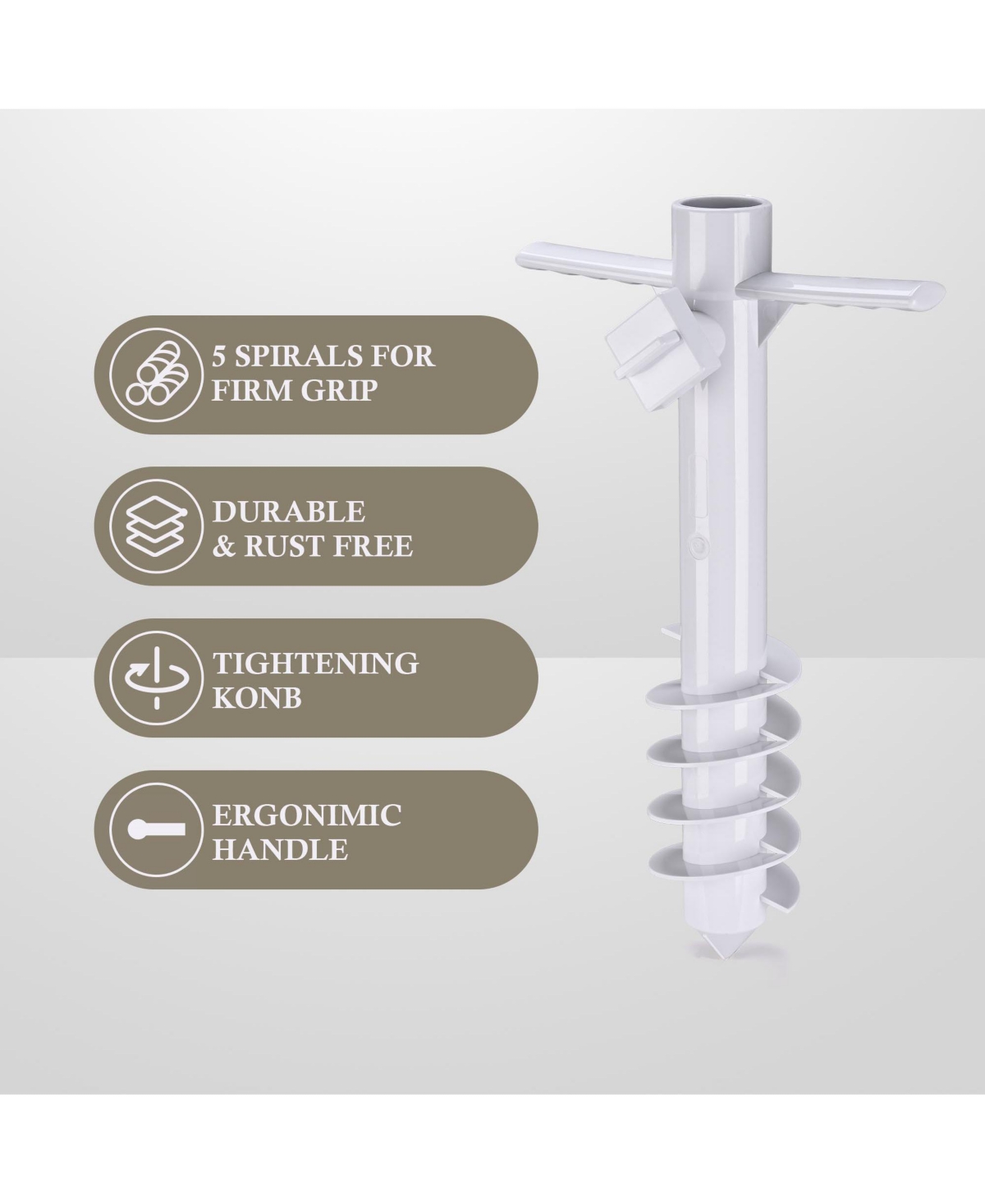 LAGarden 10 beach umbrella sand anchor, windproof spike for sand, grass, camping