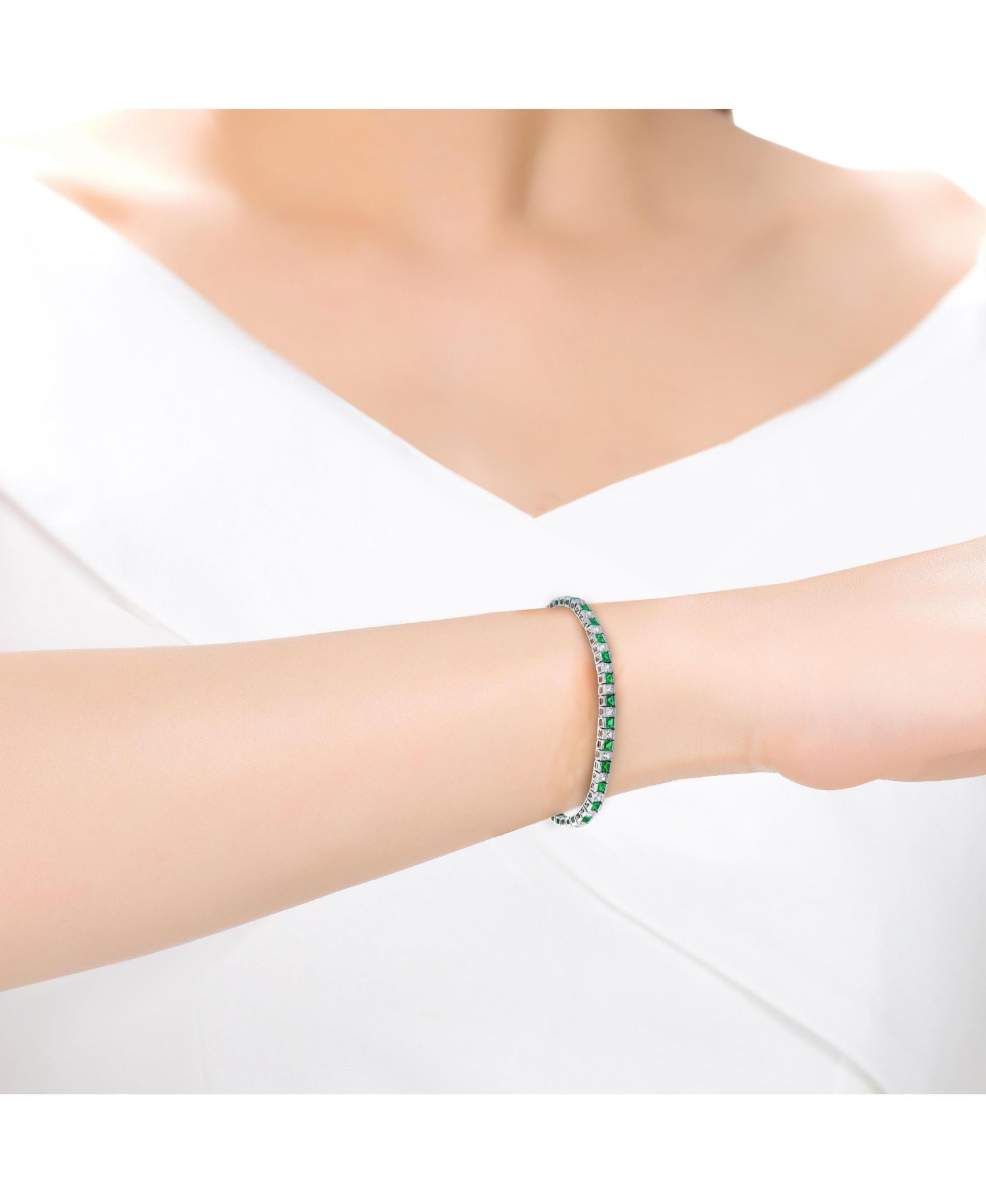 Modern Plated Alternating CZ Tennis Bracelet