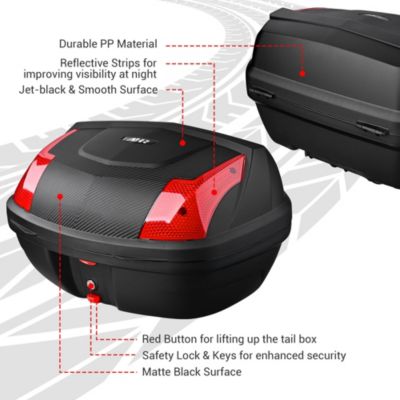 AHR 48L Motorcycle Tour Tail Box Scooter Trunk Storage Lock Carrier Case for Helmet