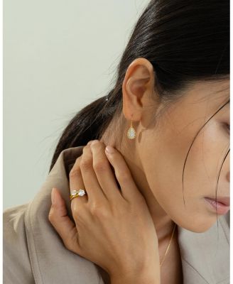 Sterling Silver 18k Gold Plated Leah Crystal Teardrop Necklace & Earrings Set