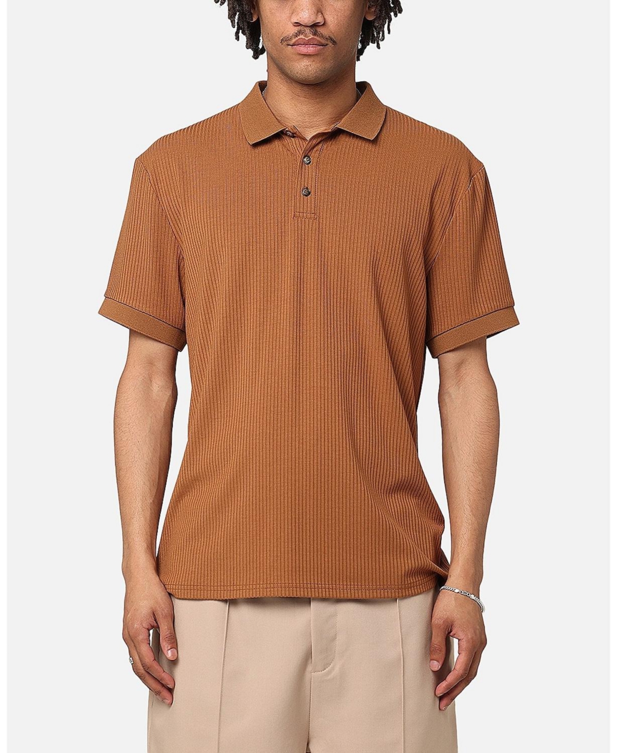 Men's Luis Rib Polo Shirt - Brown