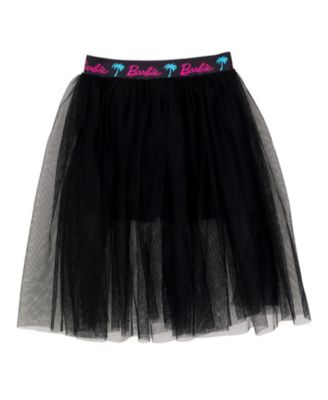 Cropped Boxy Drop Shoulder T-Shirt and Mesh Tulle Skort