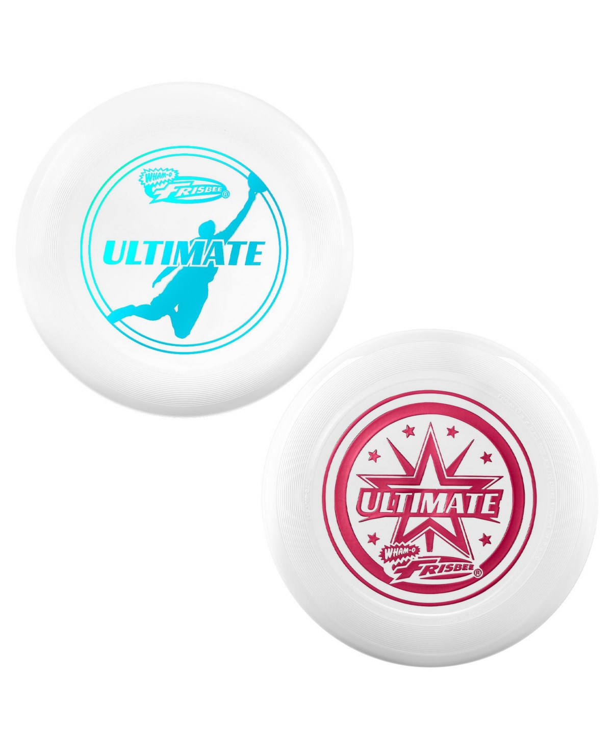 Wham-o Frisbee Official Ultimate 175g Flying Disc, 10.75 Inch, Professional Training, for Competition and Outdoor Fun - 2 Pack - White/blue  red