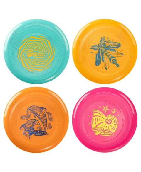 Детские игрушки Wham-o Frisbee Go 4 Pack Flying Disc, 9 Inch Lightweight Colorful Toy Set for Beginners Outdoor Game - 70g, цвет: Синий / Жёлтый