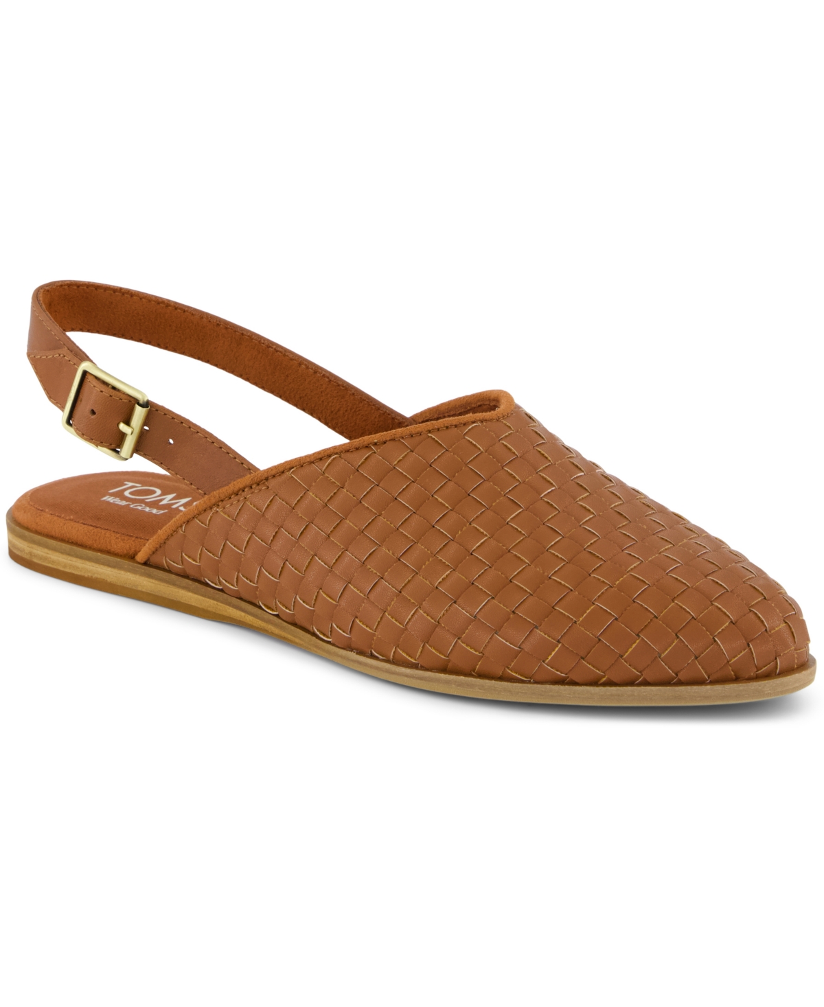 Women's Jade Slingback Pointed Toe Mules - Amber Brown Woven Basket Polyurethane