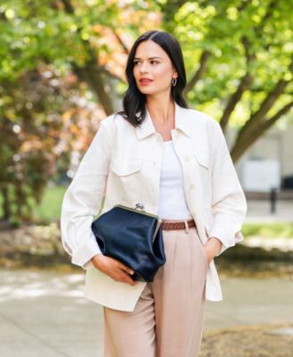 Sofia Small Leather Kiss-Lock Frame Clutch