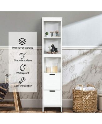 5-Tier Multifunctional Bathroom Floor Cabine Storage with 2 Drawers