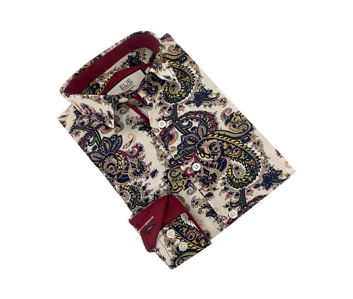 Рубашка Elie Balleh White Paisley Slim Fit Short Sleeve Shirt для мальчиков, цвет: Белый — фото 2