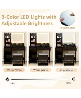 Vanity Dressing Table and Chair Set with Mirror and Lights