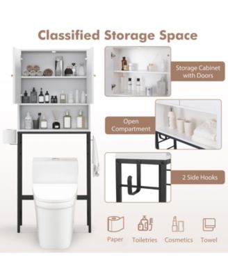 Over The Toilet Storage Cabinet with 2 Doors and Adjustable Shelf