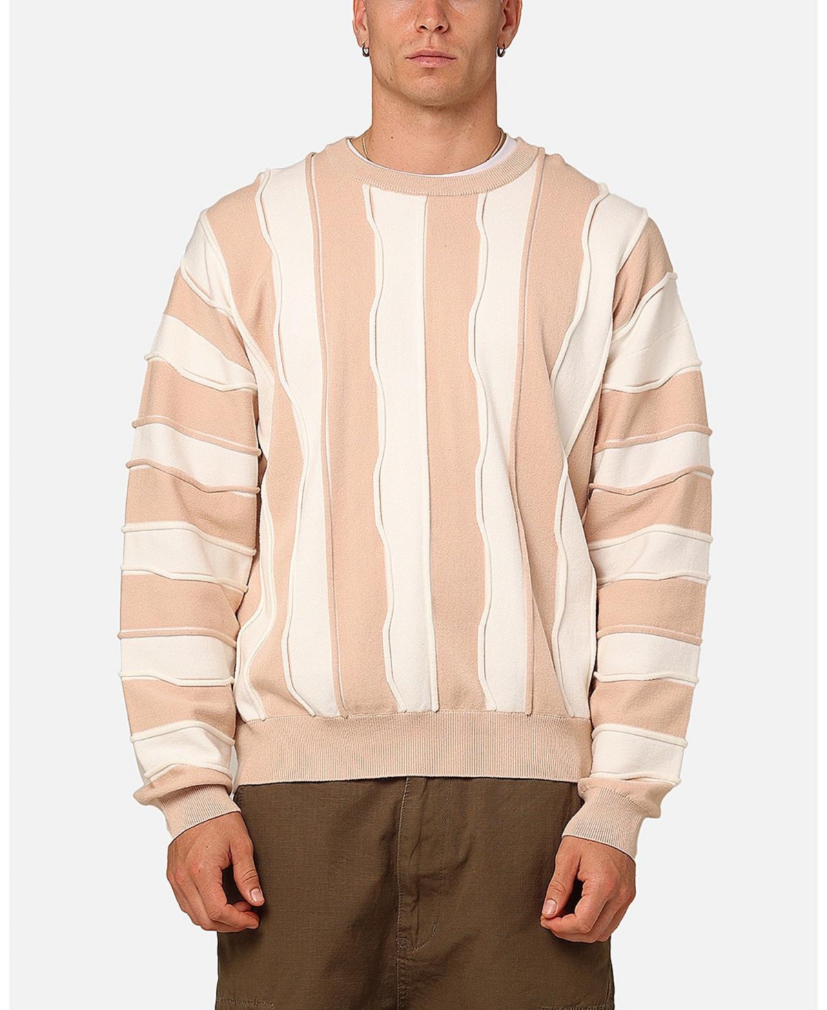 Men's Wavy Slouch Sweater - Cream/white