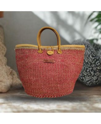 Brave Life Heart Handmade Sisal Straw Basket Tote Bag