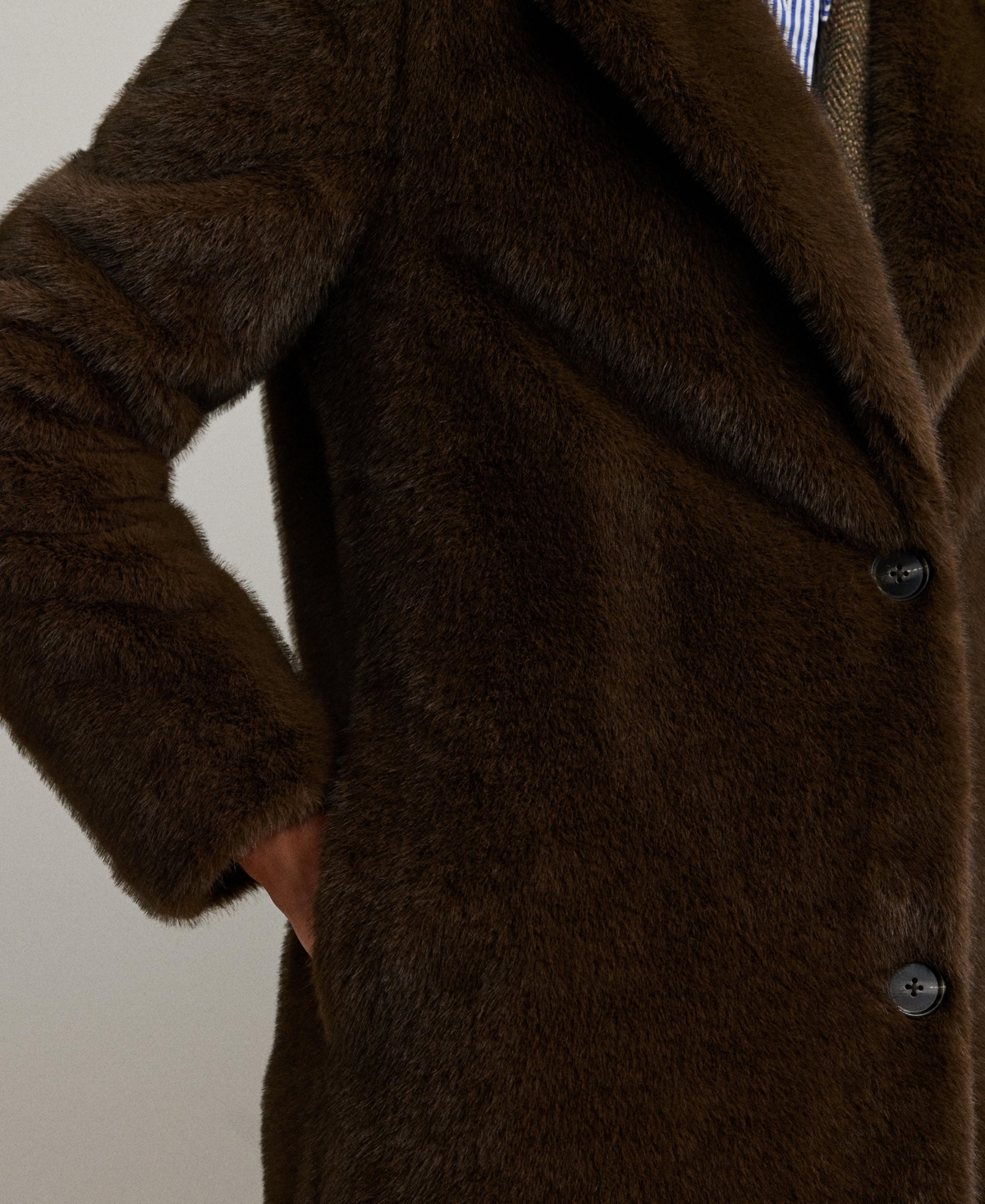 Ralph Lauren Women's Faux-fur Single-breasted Coat In Black