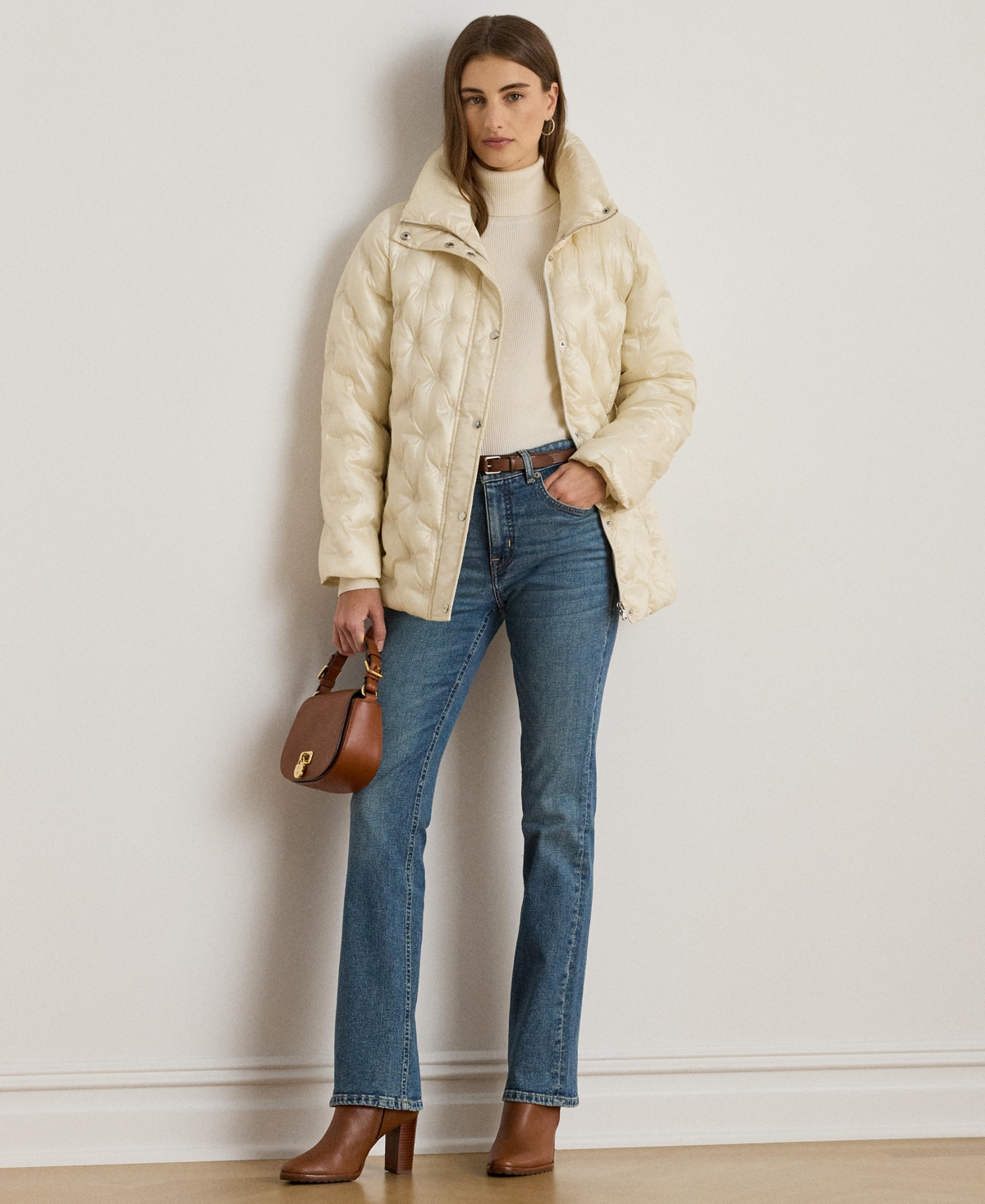 Ralph Lauren Women's Embroidered Puffer Coat In Neutral