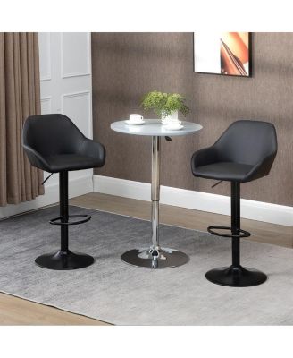 Set of 2 Adjustable PU Leather Bar Stools with Swivel Seat, Backrest and Footrest for Kitchen-The Pop Home