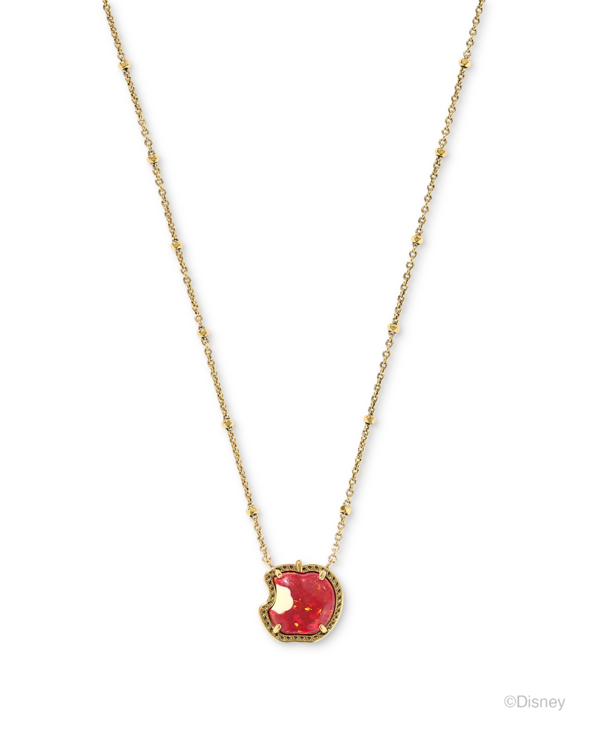 Gold-Tone Disney Snow White Apple Pendant Necklace, 14" + 5" extender - Vin Gld Red Kyocera Opal