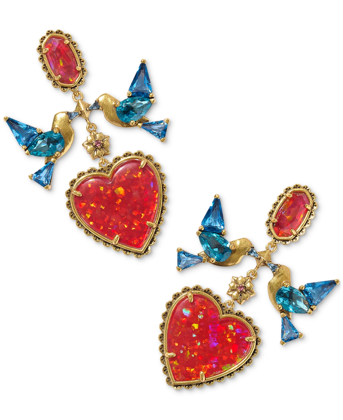 Gold-Tone Disney Snow White Heart Statement Earrings - Vin Gld Multi Mix