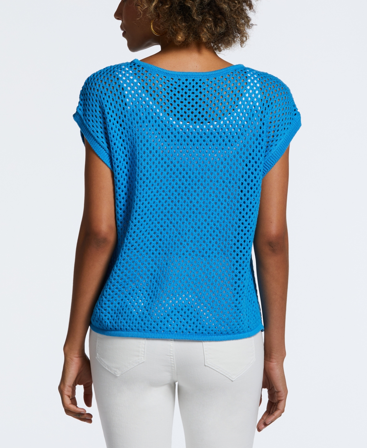 ELLA RAFAELLA PETITE OVERSIZED MESH SLEEVELESS SWEATER 