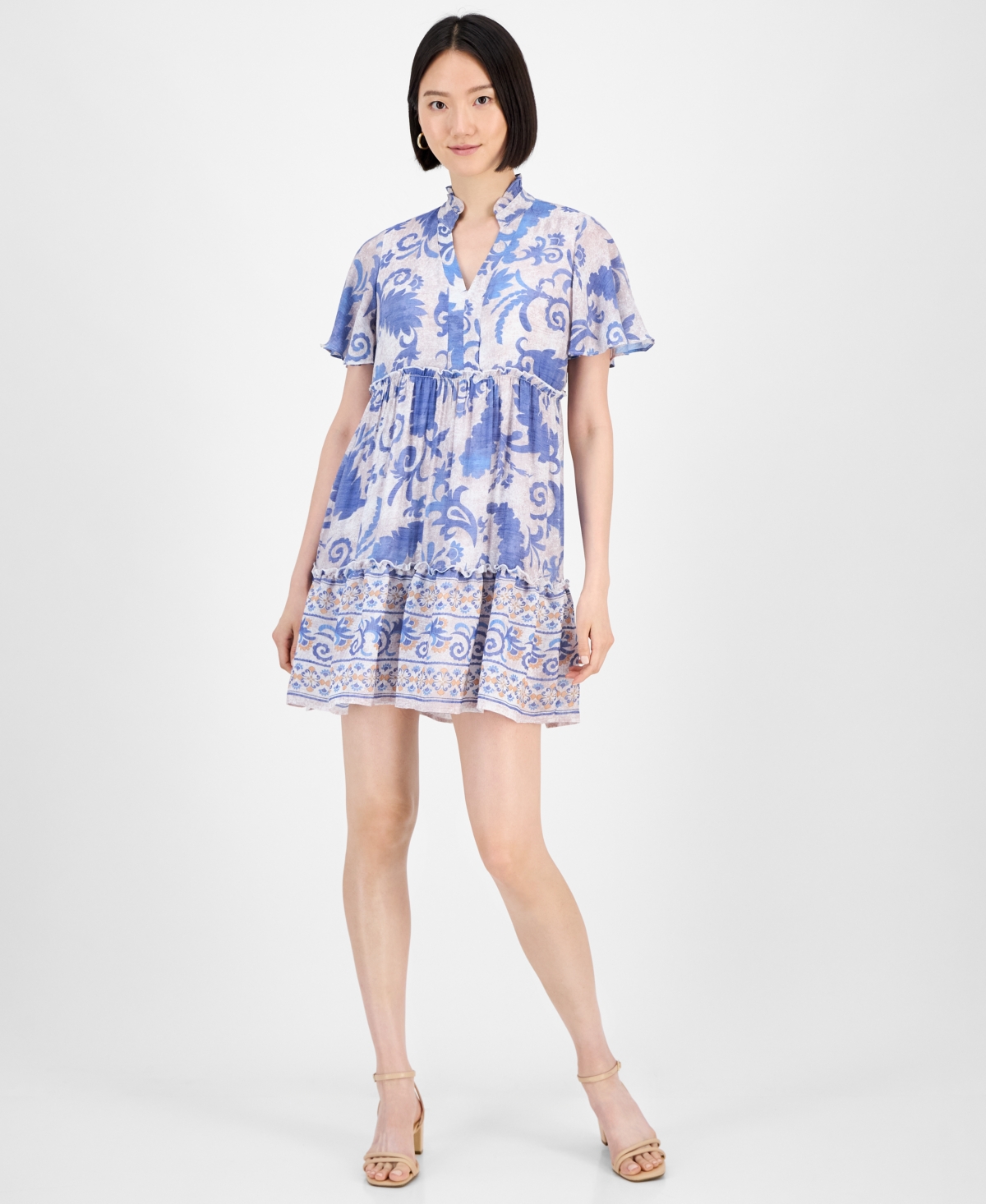 Sandra Darren Women's Printed Short-sleeve Shift Dress In Blue