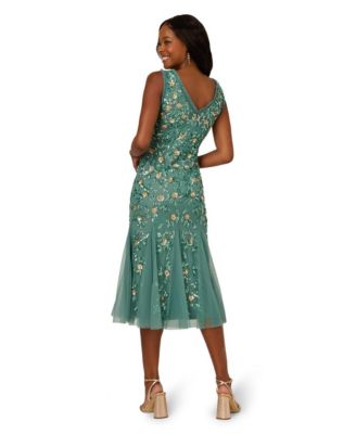 Women's Embellished Ruffled Godet Dress