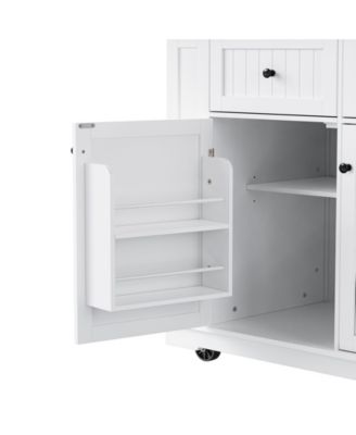 Rolling Kitchen Island Cart with Drop Leaf & Storage