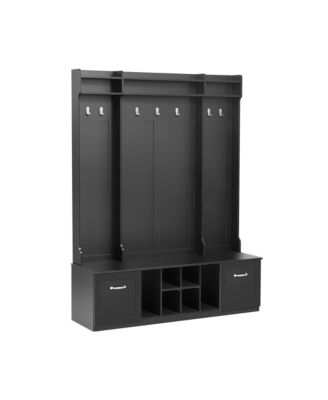 Entryway Hall Tree: Bench, Coat Rack, Drawers & Shelves