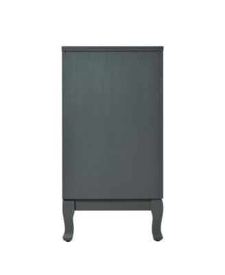 Industrial Grey Retro Sideboard with Rattan Doors