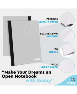 Composition Notebooks Wide Ruled Paper, Hard Cover Composition Notebook, Premium Lined Composition Books, 100 Sheets Ruled Notebook