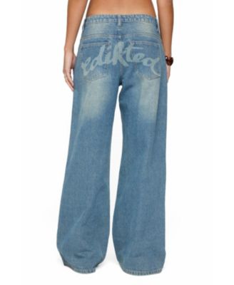 Women's Graphic Vintage Washed Low Rise Jeans