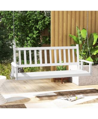 5FT Wooden 3-Person Porch Swing Chair w/ Adjustable Galvanized Metal Chains