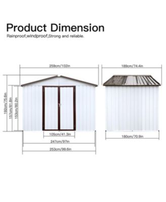 Metal garden sheds 6ftx8ft outdoor storage sheds white+offee