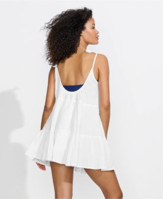 Women's Cotton Gauze Tiered Mini Cover-up Dress
