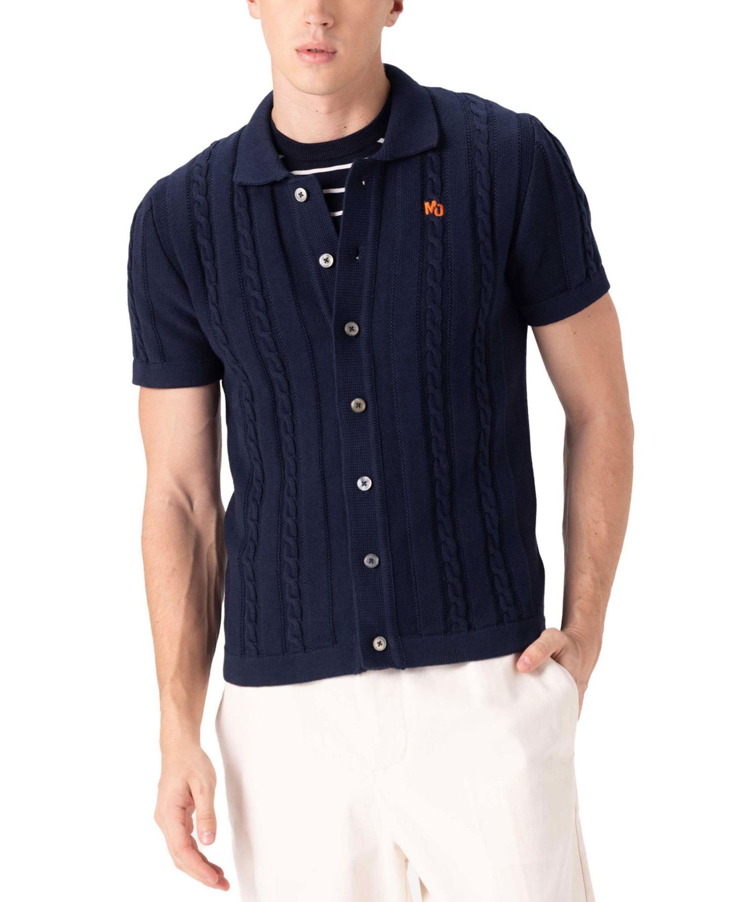 Мужской свитер Members Only JC Polo Cable Knit, цвет: Тёмно-синий — фото 1