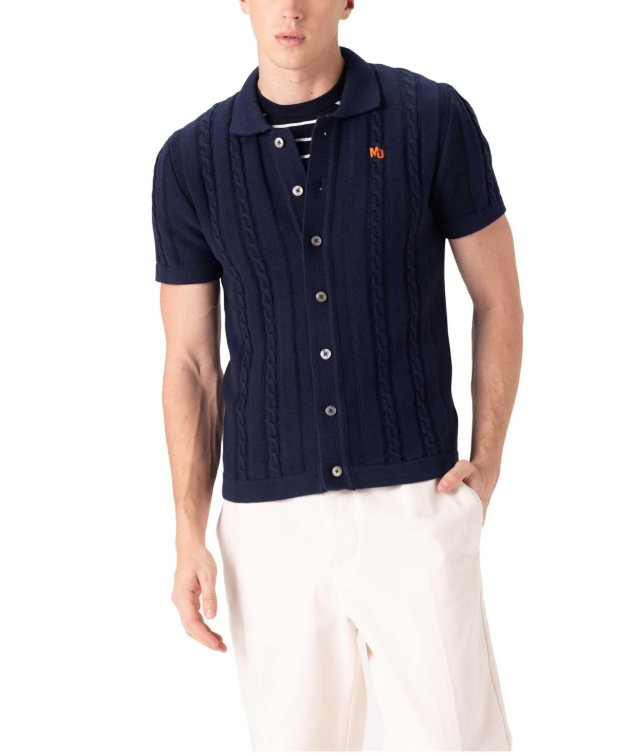 Men's Jc Polo Cable Knit Sweater - Slate