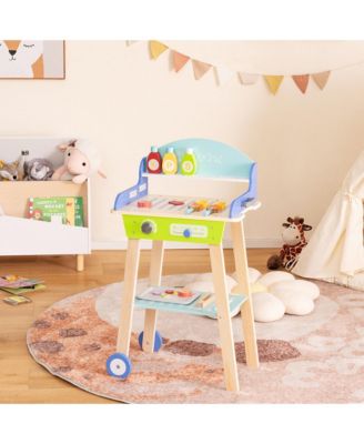 Kid's Pretend Barbecue Grill Play Set Toy BBQ Cooking Playset with Accessories