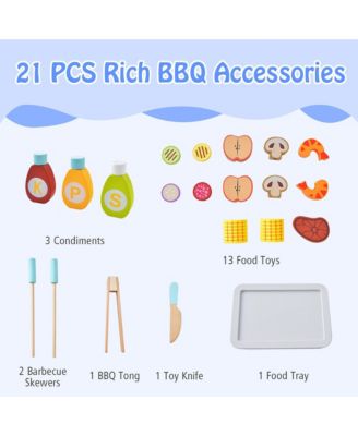 Kid's Pretend Barbecue Grill Play Set Toy BBQ Cooking Playset with Accessories