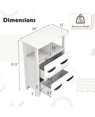 24 Inch Floor Cabinet with 2 Open Compartments and 2 Drawers