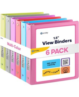 1Inch 3 Ring Binder, 1 Inch Round Ring Clear View Cover with 2 Inside Pockets Binders, Colored School Supplies Binders in Grey, Pink, Blue, Purple, Green and Red, Multicolor (6 PC) – by Enday